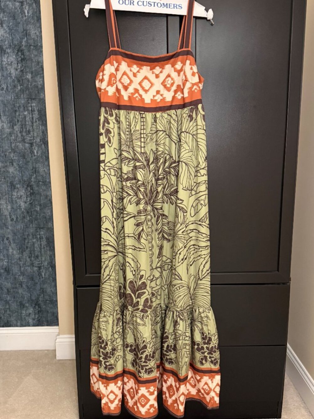 Green Printed Maxi  Sun Dress,Boho Lightweight and Soft  Large New - Picture 5 of 7